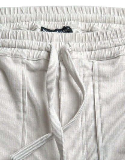 Dolce & Gabbana Beigefarbene Logo-Bermuda-Shorts aus Baumwollcord