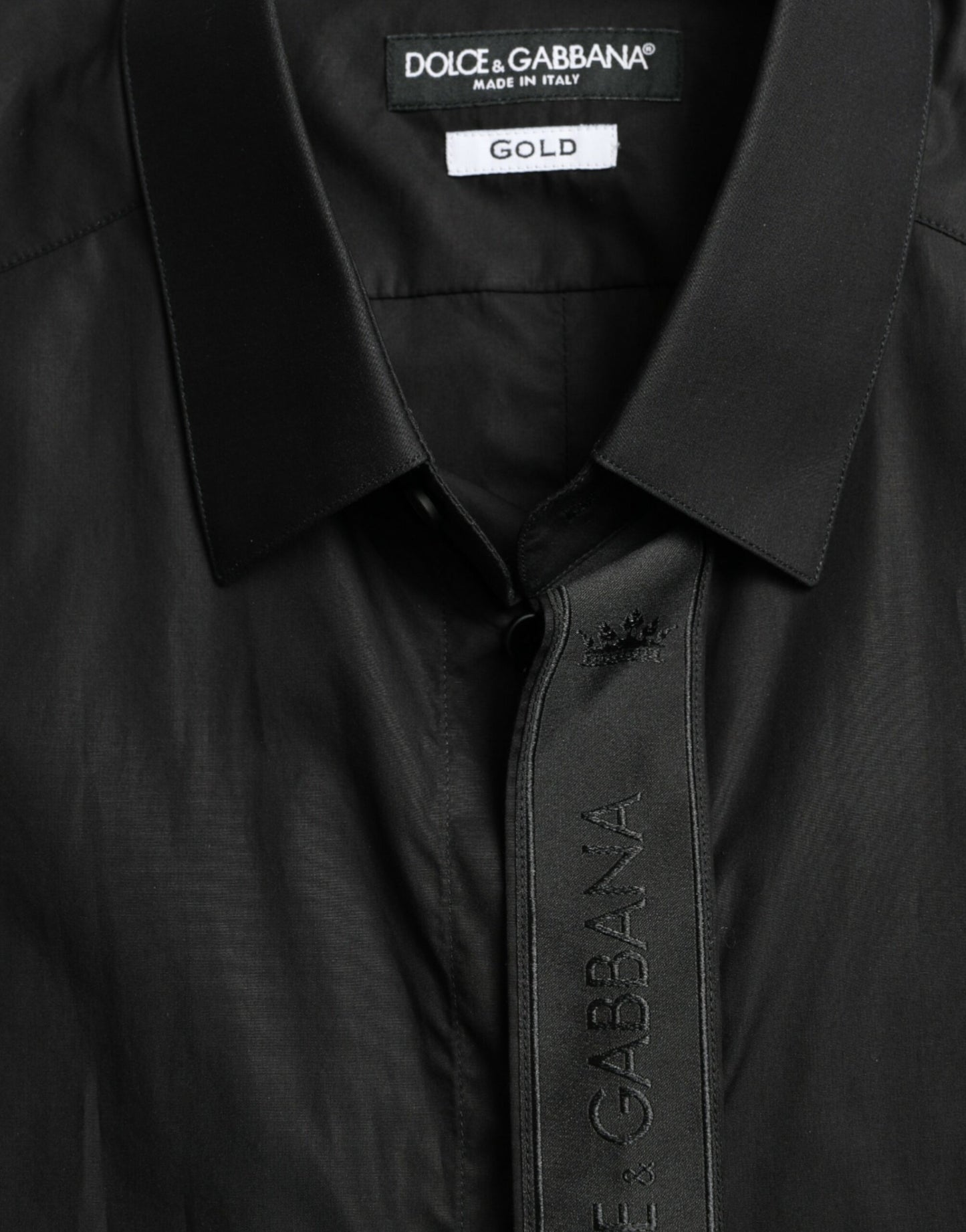 Dolce & Gabbana Schwarzes Logo-Baumwollhemd GOLD Formal