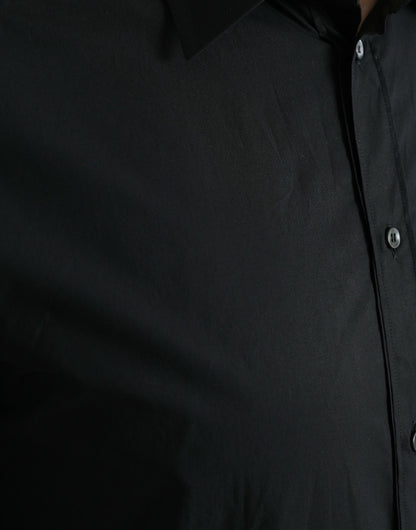 Dolce & Gabbana Schwarzes Baumwollhemd für Männer GOLD Formal