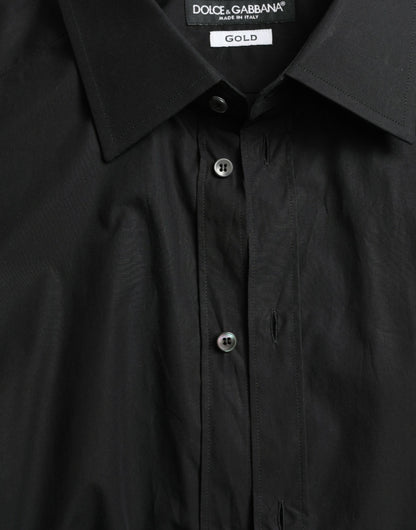 Dolce & Gabbana Schwarzes Baumwollhemd für Männer GOLD Formal