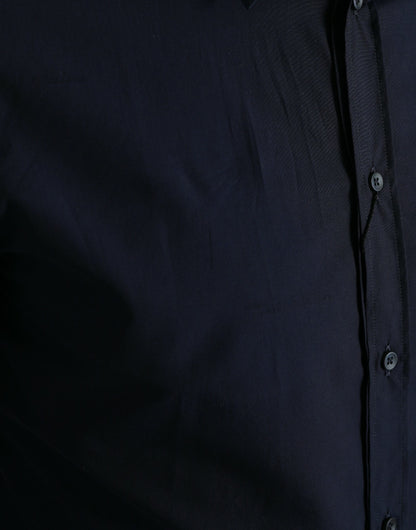 Dolce & Gabbana Marineblaues schmal geschnittenes formelles GOLD-Hemd