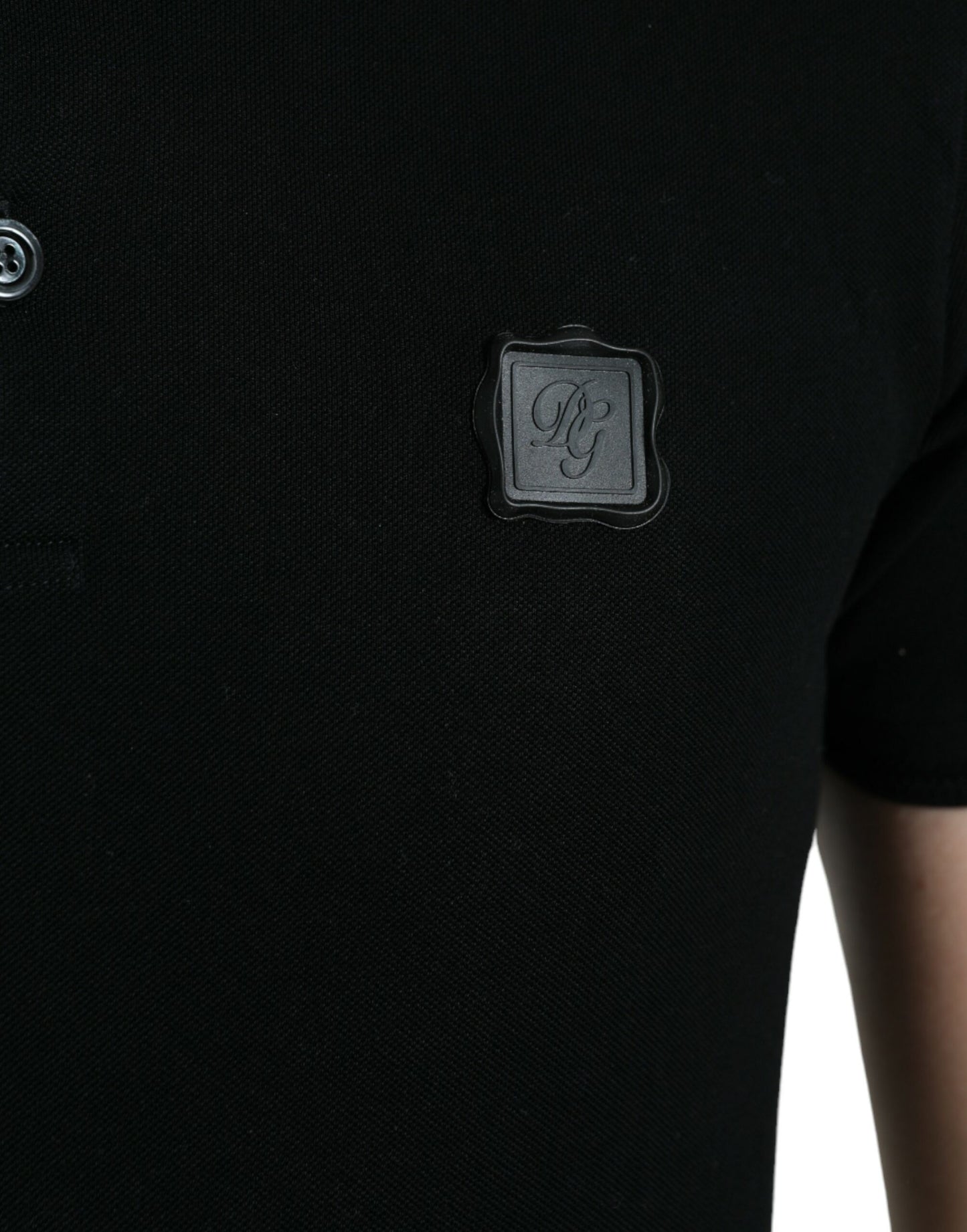 Dolce & Gabbana Schwarzes Logo-Kragen-T-Shirt mit kurzen Ärmeln