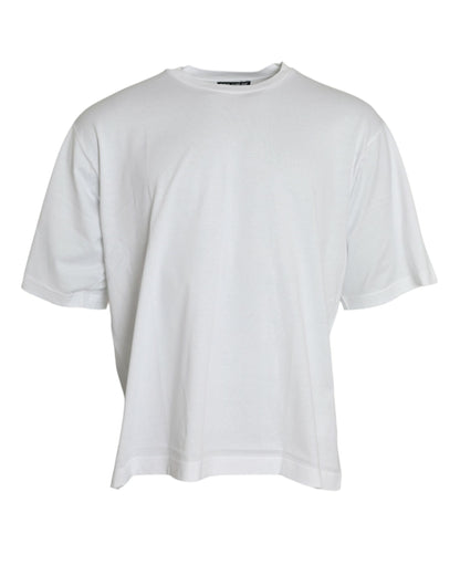Dolce & Gabbana Weißes Baumwoll-T-Shirt mit kurzen Ärmeln und Rundhalsausschnitt