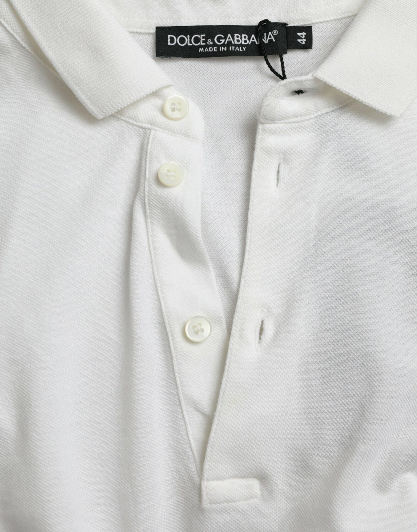Dolce & Gabbana Weißes Kurzarm-T-Shirt mit Kragen und Krone