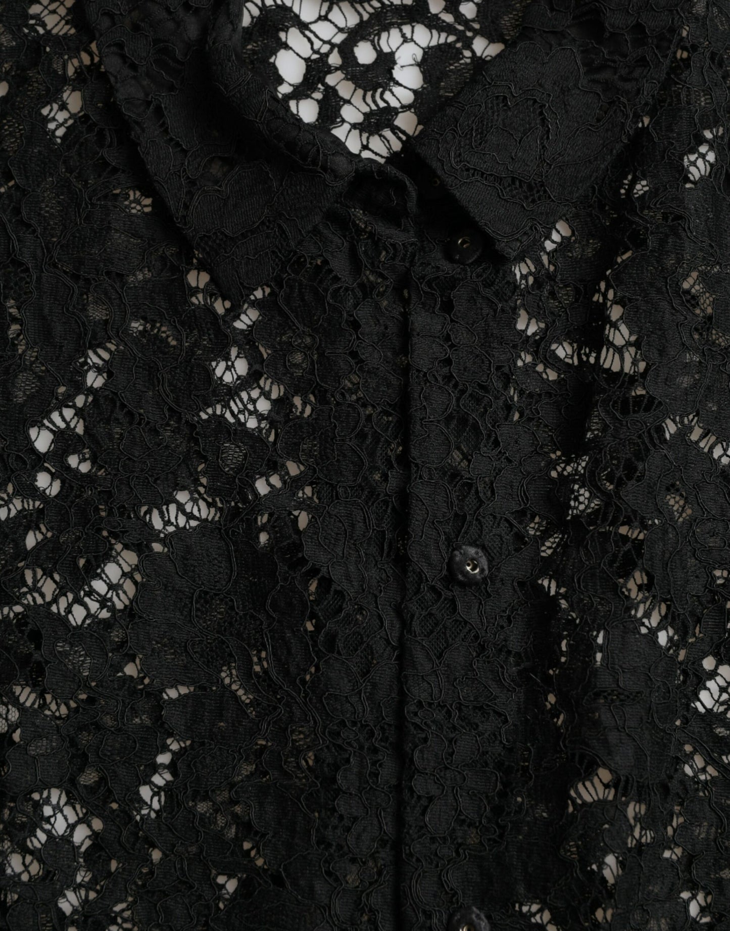 Dolce & Gabbana Schwarzes Blusentop mit floraler Spitze und langen Ärmeln