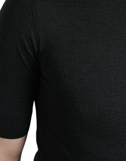 Dolce & Gabbana Dunkelgraues T-Shirt mit Rundhalsausschnitt und kurzen Ärmeln