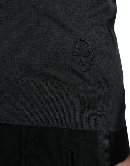 Dolce & Gabbana Dunkelgraues T-Shirt mit Rundhalsausschnitt und kurzen Ärmeln