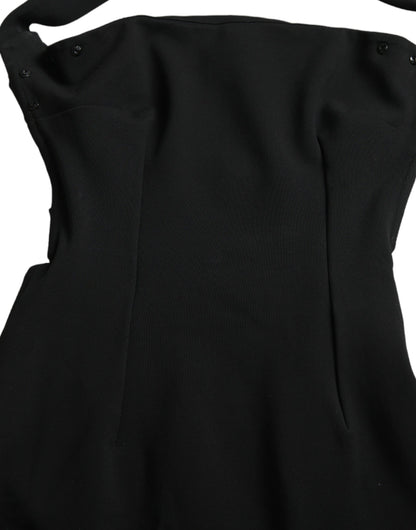 Dolce & Gabbana Schwarzes ärmelloses Midikleid mit Mantelhalter