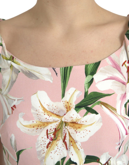 Dolce & Gabbana Rosa Lily Viskose Etuikleid Stretch-Minikleid