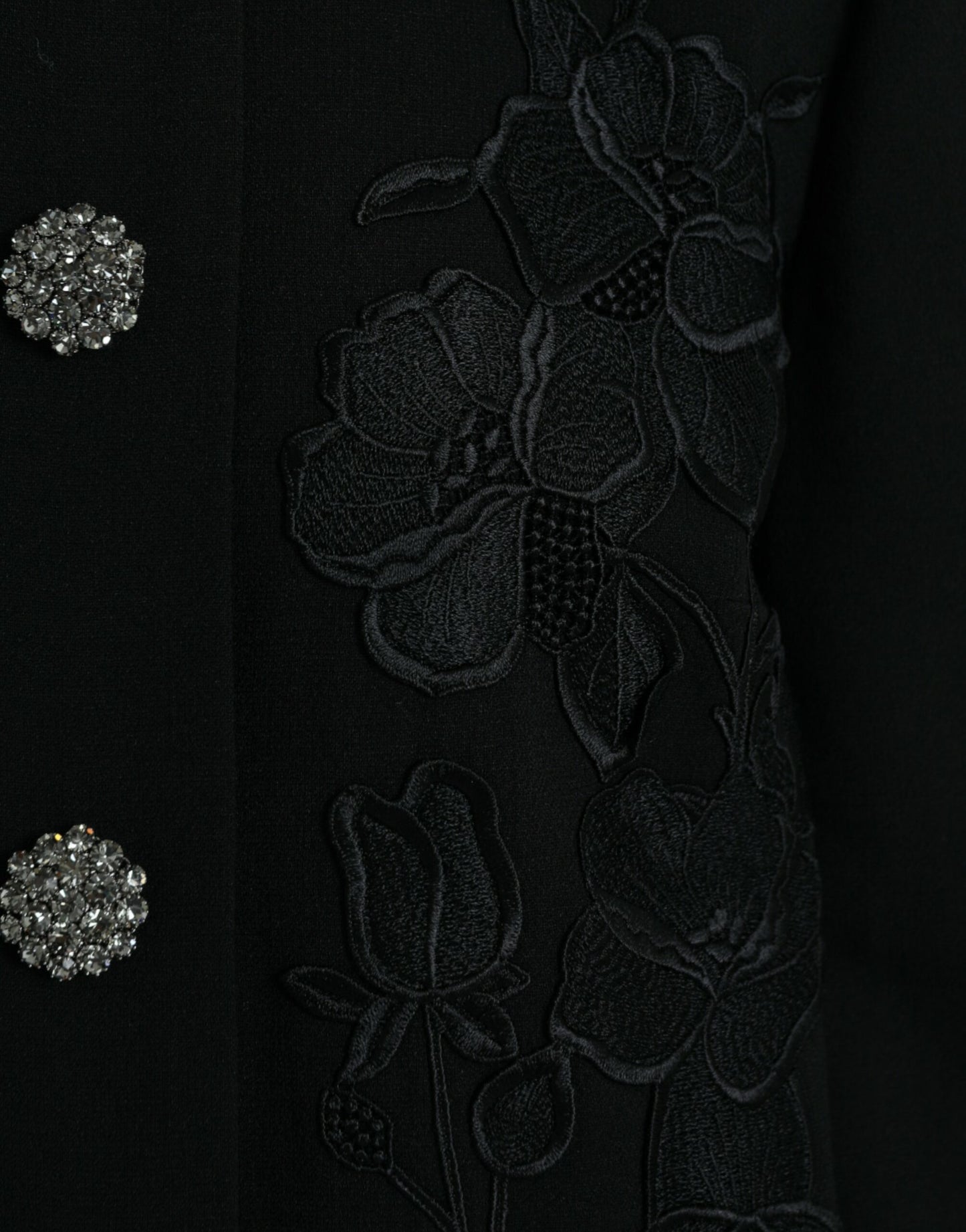 Dolce & Gabbana Schwarze Jacke aus Wolle mit Blumenmuster und Knöpfen