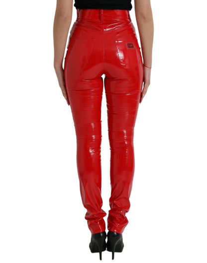 Dolce &amp; Gabbana Chic red skinny pants with high waist