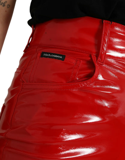 Dolce &amp; Gabbana Chic red skinny pants with high waist