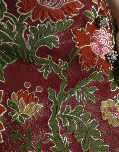 Dolce &amp; Gabbana Maroon floral jacquard miniskirt