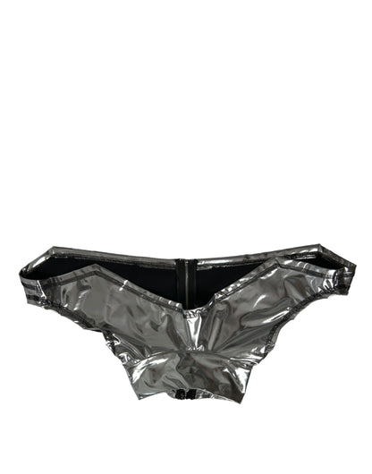 Dolce & Gabbana Silbernes Polyester-Stretch-Top