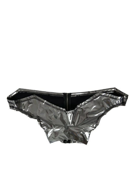 Dolce & Gabbana Silbernes Polyester-Stretch-Top