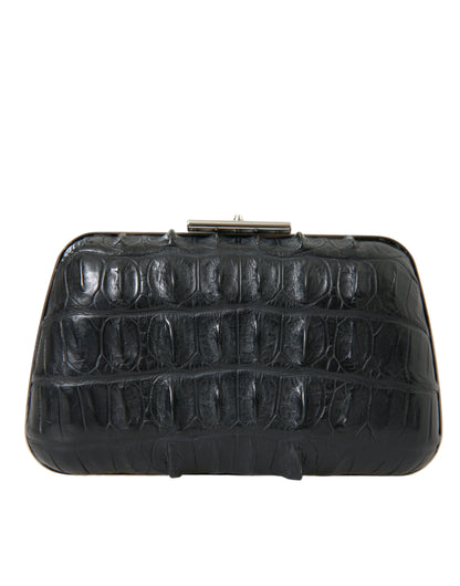 Balenciaga Schwarze Exotenhaut Leder Umhängetasche Crossbody Box Clutch Bag