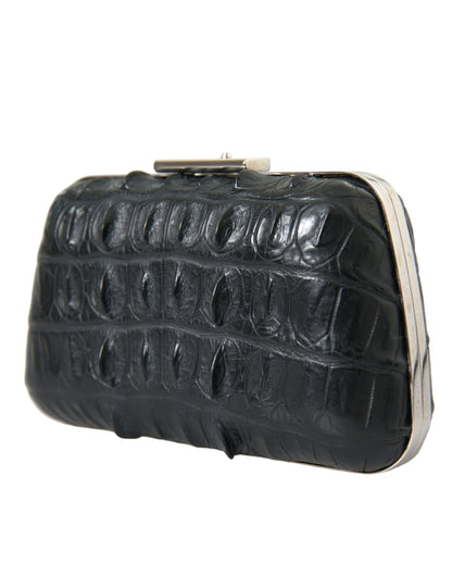 Balenciaga Schwarze Exotenhaut Leder Umhängetasche Crossbody Box Clutch Bag
