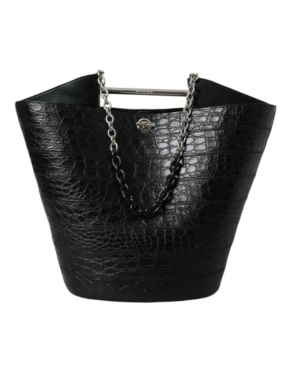 Balenciaga Schwarzes Exotenleder Maxi Bucket Tote Geldbörse Tasche