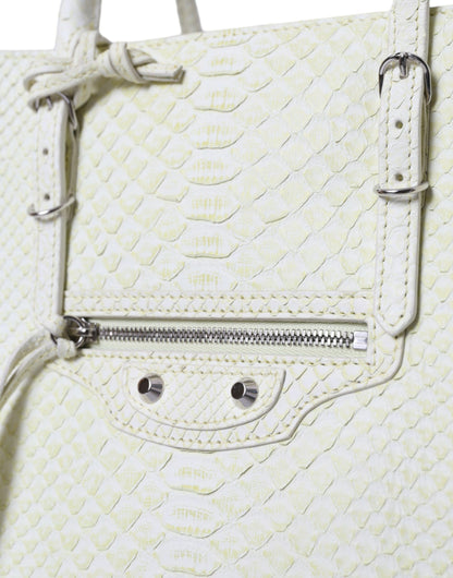Balenciaga Chic Python Leather Bag in White &amp; Yellow