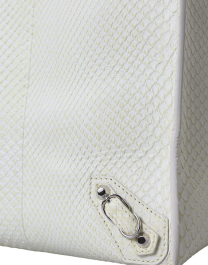 Balenciaga Chic Python Leather Bag in White &amp; Yellow