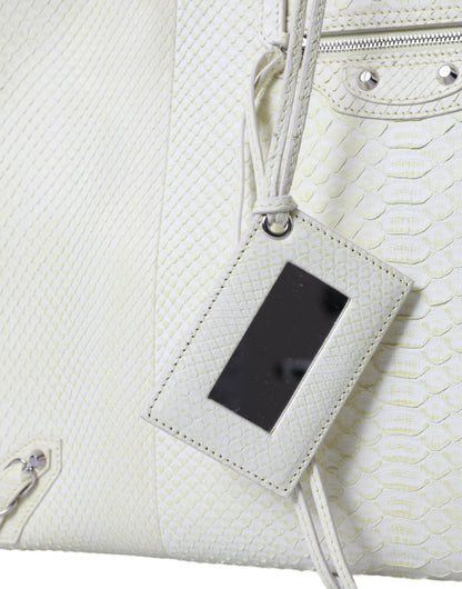 Balenciaga Chic Python Leather Bag in White &amp; Yellow