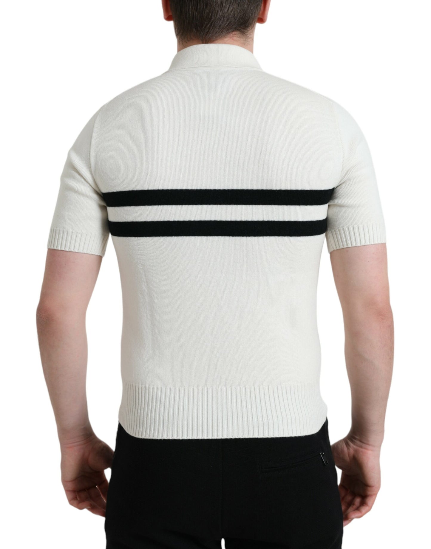 Dolce & Gabbana Weißes DG Logo Henley-Hemd mit Kragen T-Shirt