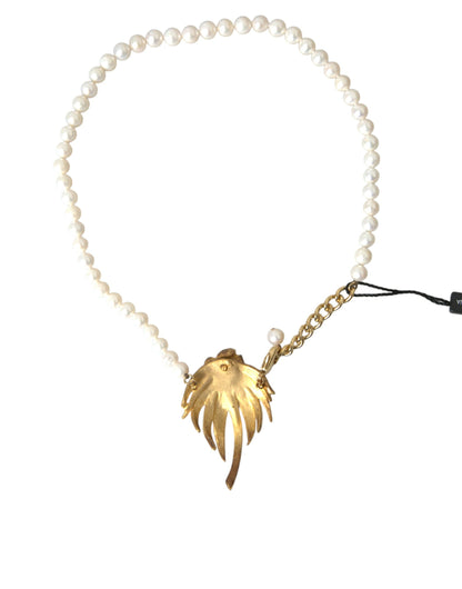 Dolce & Gabbana Gold Messing Kristall Perle Baum Anhänger Charme Halskette