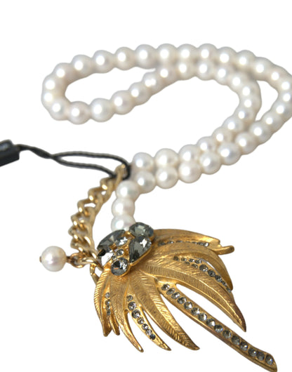 Dolce & Gabbana Gold Messing Kristall Perle Baum Anhänger Charme Halskette