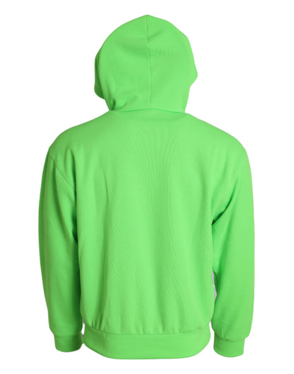 Dolce & Gabbana Neongrüner Kapuzenpullover mit durchgehendem Reißverschluss