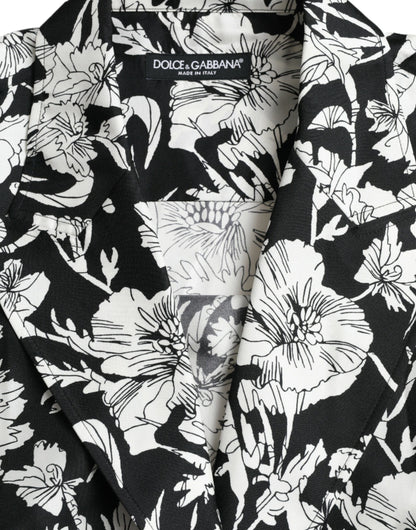 Dolce & Gabbana Schwarz Weiß Floral Button Down Casual Hemd
