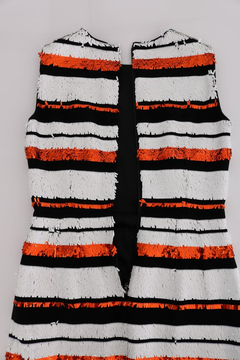 Dolce & Gabbana Mehrfarbig gestreiftes, paillettenbesetztes Stretchkleid