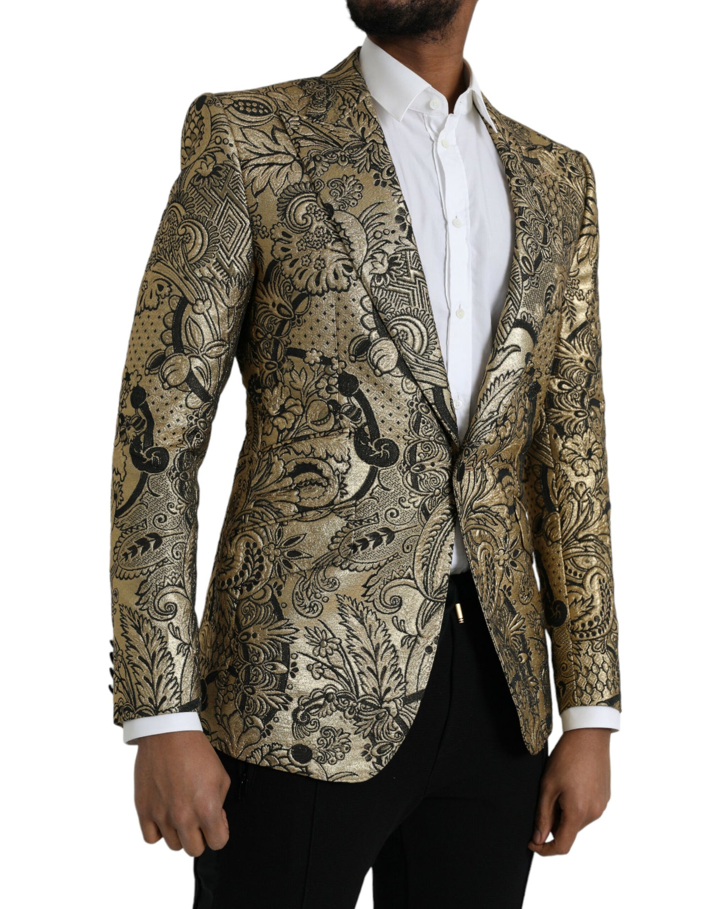 Dolce & Gabbana Gold SICILIA Jacquard-Mantel einreihig Blazer