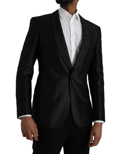 Dolce & Gabbana Schwarzer MARTINI Einreihiger Mantel Blazer