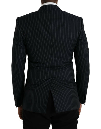 Dolce & Gabbana Schwarzer Streifen SICILIA Zweireihiger Mantel Blazer