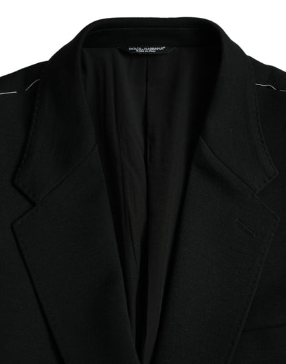 Dolce & Gabbana Schwarzer einreihiger Wollmantel Blazer