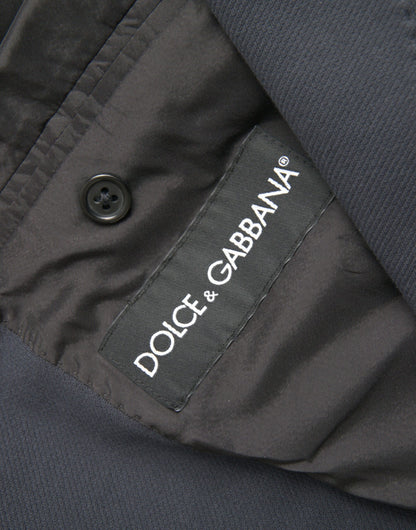 Dolce & Gabbana Dunkelblauer einreihiger Baumwollmantel Blazer