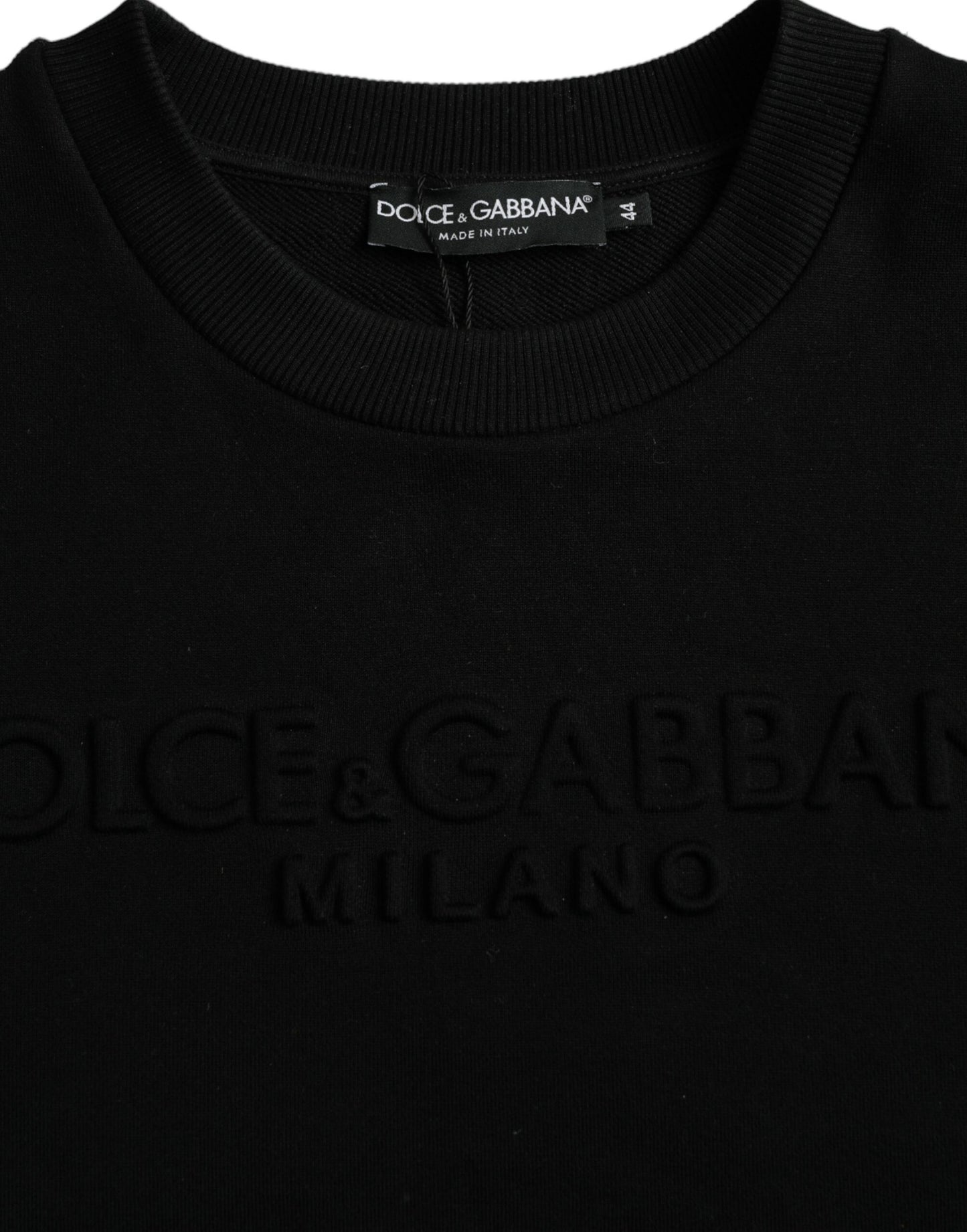 Dolce & Gabbana Schwarzes Baumwoll-Sweatshirt mit langen Ärmeln Pullover