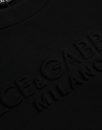 Dolce & Gabbana Schwarzes Baumwoll-Sweatshirt mit langen Ärmeln Pullover