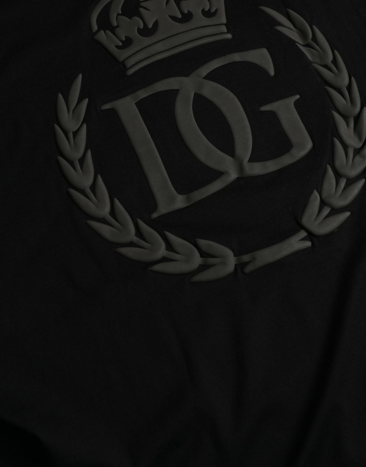 Dolce & Gabbana Schwarzes T-Shirt mit Rundhalsausschnitt und kurzen Ärmeln mit Logo-Prägung