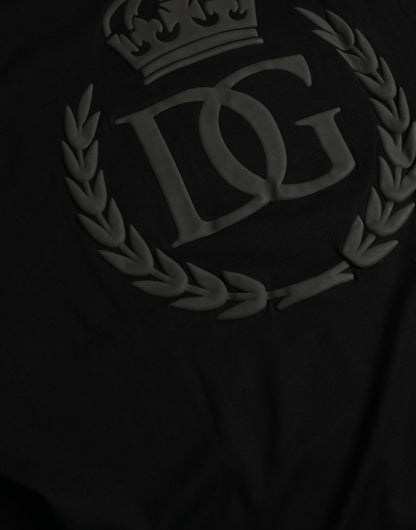 Dolce & Gabbana Schwarzes T-Shirt mit Rundhalsausschnitt und kurzen Ärmeln mit Logo-Prägung