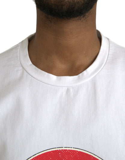 Dolce &amp; Gabbana White Amor Heart Cotton Crewneck Short Sleeve T-Shirt