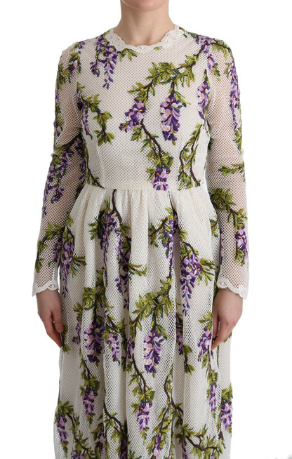 Dolce &amp; Gabbana Elegant Maxi A-line Dress with Long Sleeves