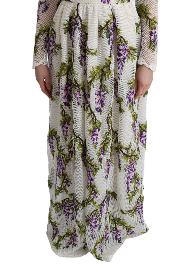 Dolce &amp; Gabbana Elegant Maxi A-line Dress with Long Sleeves