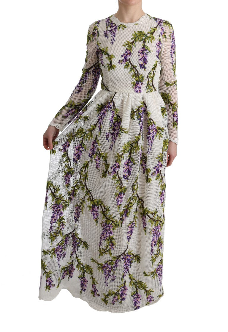 Dolce &amp; Gabbana Elegant Maxi A-line Dress with Long Sleeves