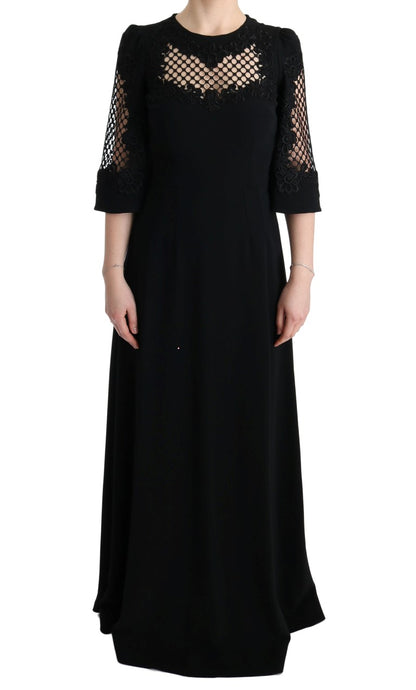 Dolce & Gabbana Schwarzes langes Stretch-Maxikleid in Shift-Form