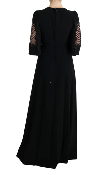 Dolce & Gabbana Schwarzes langes Stretch-Maxikleid in Shift-Form