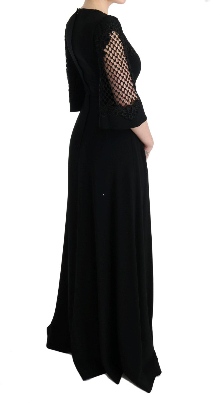 Dolce & Gabbana Schwarzes langes Stretch-Maxikleid in Shift-Form