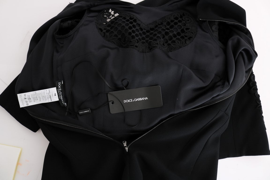 Dolce & Gabbana Schwarzes langes Stretch-Maxikleid in Shift-Form