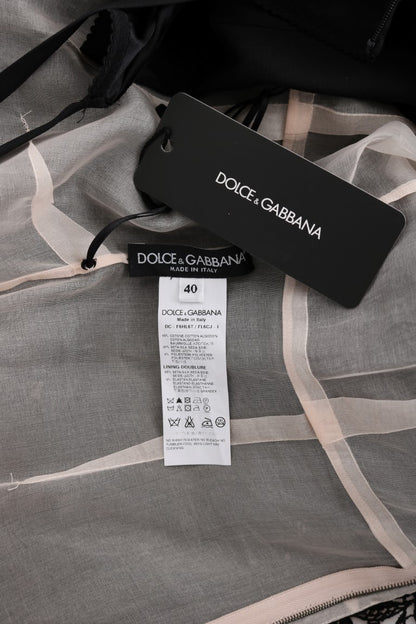 Dolce & Gabbana Schwarzes geblümtes langes Kleid aus Baumwollseide