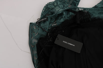 Dolce & Gabbana Grünes geblümtes Crystal Ricamo Etuikleid
